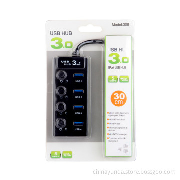With switch 4 port USB 3.0 HUB 5gbps